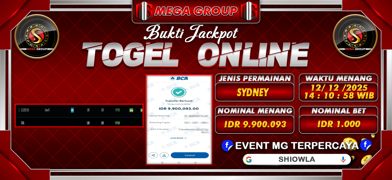 Bukti JP situs Shiowla hari Jumat, 12 Desember 2025